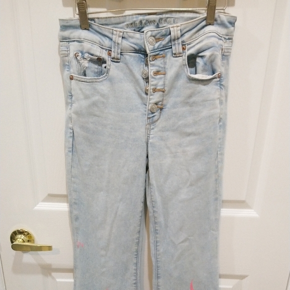 Custom one of a kind flame paint job American Eagle jeans Size 26x29 - Picture 6 of 8